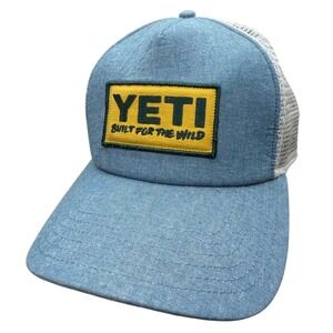 YETI Coolers Built For The Wild Baby Blue Trucker Hat Cap Snapback Mesh